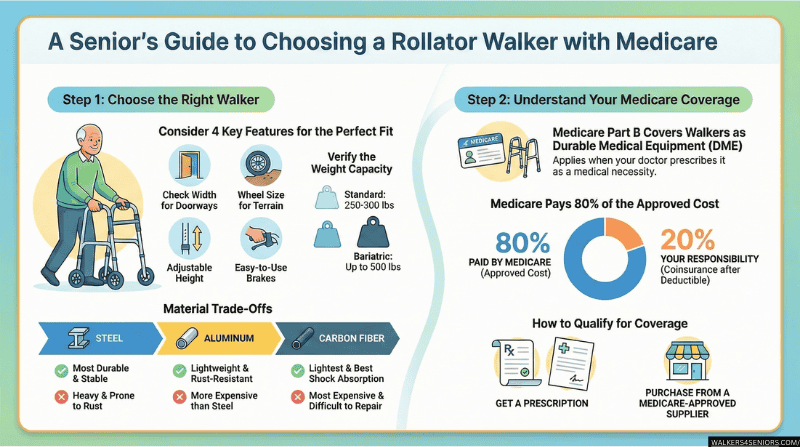 1. Durable walkers for seniors with Medicare, lightweight, and sturdy for safety and comfort.