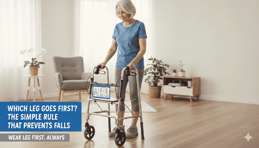 Which Leg Goes First When Using a Walker? The Simple Rule That Prevents Falls 1 Which Leg Goes First When Using a Walker